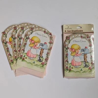 Vintage 70s Hallmark Joan Walsh Anglund Birthday Party Invitation Fill-in Cards - Image 1 of 4