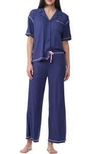 Splendid Damen 2-teilig Pyjama-Set mit Kerbkragen, blau, LARGE - Bild 1 von 1