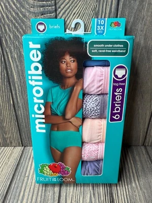 2017 Fruit Of The Loom Womens Microfiber Briefs 6 Pack Size 10 3X - Image 1 of 4