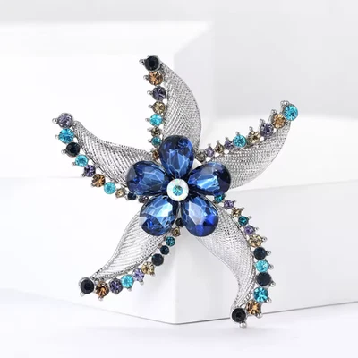 Vintage Starfish Rhinestone Brooch – Ocean Beach Summer Pin Coastal Jewelry Gift - Image 1 of 4