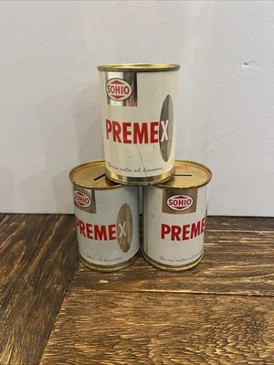 Lote de banco de latas de aceite Sohio Foto 1 de 2