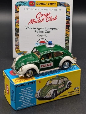 Corgi Model Club 492 Volkswagen European Police Car with box & CoA paint defect - Image 1 of 4