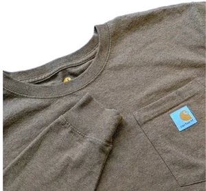 Nueva Camiseta Carhartt Para Hombres Manga Larga Algodón Pesado Pequeña Marrón Cobre sin Etiquetas - Imagen 1 de 7