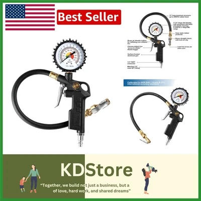 Professional 3-in-1 Tire Inflator & Deflator Gauge with Rubber Hose - Image 1 of 4