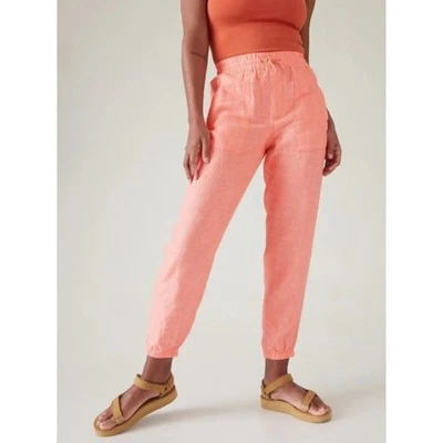 ATHLETA Retreat Linen Joggers, Coral (NEW) 10 - Изображение 1 из 3