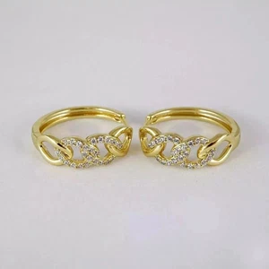 Huggie Hoop Earrings 2CT Round Cut Lab Created Diamond 14K Yellow Gold Plated - Picture 1 of 4