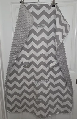 Infant Carseat Canopy Cover / Embroidered “Logan" Grey & White SEE DESCRIPTION  - Image 1 of 4