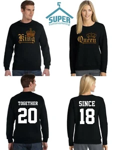 Couple Matching CREWNECK King Queen WILD TOGETHER SINCE Back DATE NUMBERS - Picture 1 of 3