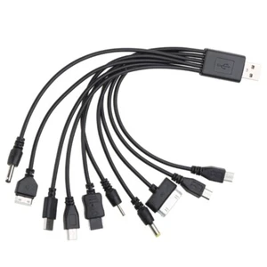 USB Phone Charger Cable USB To Multi Plug Phone Charging Cable USB Charger Cord - Zdjęcie 1 z 7