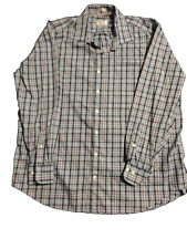 Peter Millar Mens Blue Plaid Long Sleeve Button Front Shirt XL