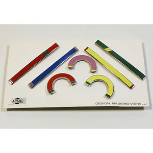 Juego de 7 pines de solapa de esmalte de colección diseñados ACME Studio MASSIMO VIGNELLI NUEVO - Imagen 1 de 1