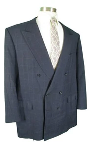 Brioni Tiberio Mens Navy Wpane Double Breasted 6x2 Wool Blazer 50L Working Cuffs - Picture 1 of 5