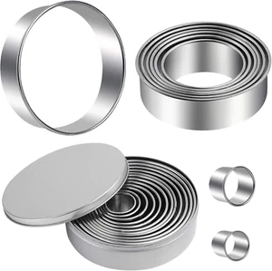 Round Cookie Cutters Set 12 Pieces Bistcuit Cookie Cutters Circle Pastry Cutters - Picture 1 of 12