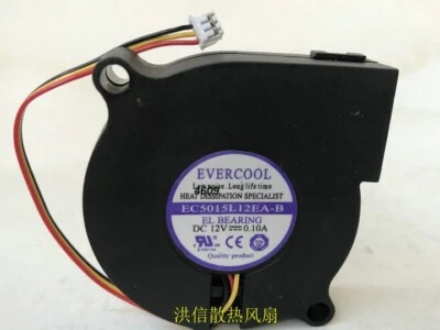 EVERCOOL EC5015L12EA-B 12V 0.10A 5CM Blower Mute Humidifier Cooling Fan 3pin - Image 1 of 4