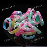 Wholesale 50pcs Silicone Rubber Elasticity Wristband Bracelet JESUS LOVES YOU