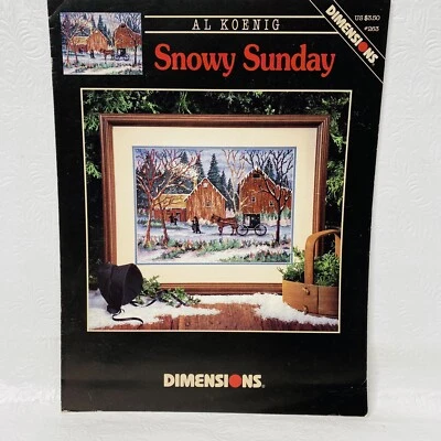 Vtg 1996 Dimensions Al Koenig Snowy Sunday 263 Cross Stitch CHART ONLY Pattern - Image 1 of 4