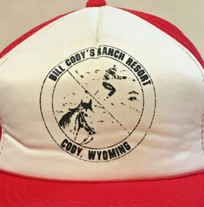 Vtg Foam Mesh Bill Codys Ranch Resort WY Snapback Trucker Cap Baseball Hat Red - Picture 1 of 10