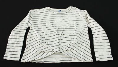 Old Navy Girl's Striped Long-Sleeve Twist-Front Top BL1 White Size 14-16 (XL) - Image 1 of 4