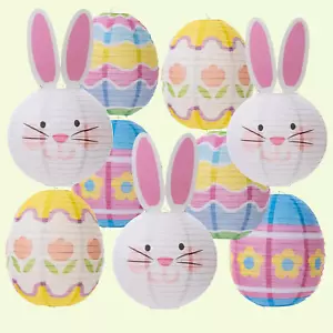 9PCS Easter Party Decorations Supplies Eggs Bunny Paper Lanterns Set for Kids, R - Picture 1 of 12