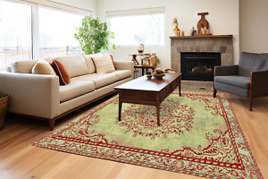 Medallion Traditional Turkish Rug Living Room Rug Green  Non-Slip Printed Carpet