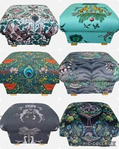 Emma J Shipley Fabric Footstools Pouffes Amazon Lemur Monkeys Zambezi Silverback - Picture 1 of 96