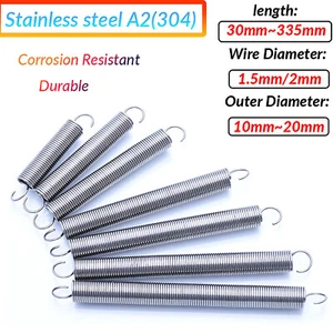 With Open Hook Extension Tension Spring 304 A2 Stainless Steel Wire Dia 1.5/2mm - Picture 1 of 9