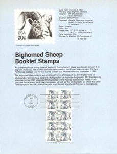 #8201 20c Sheep Booklet Stamps - Scott #1949a USPS Souvenir Page - Picture 1 of 1