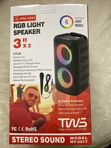 RGB Light Speaker 3”x 2 with 6 Beautiful Light Modes King Lucky HY-3317 NIB - Picture 1 of 4