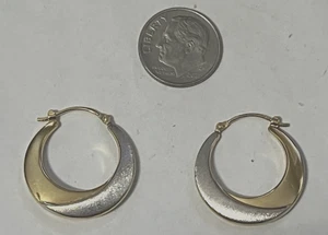 14K Two-Tone 1" Gold Hoop Earrings, 2.2 grams, Pre-Owned - Picture 1 of 7