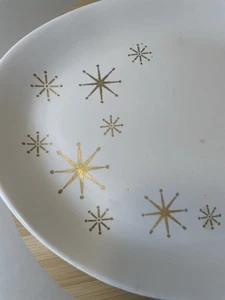 Vintage MCM Atomic Royal China Star Glow Oval Serving Platter Snowflake 13 x 10" - Picture 1 of 10