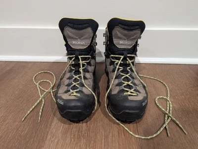Mens 9.5 Salewa MS Alp Flow Mid GTX Hiking Boots Waterproof GoreTex Smoke Yellow - Image 1 of 4