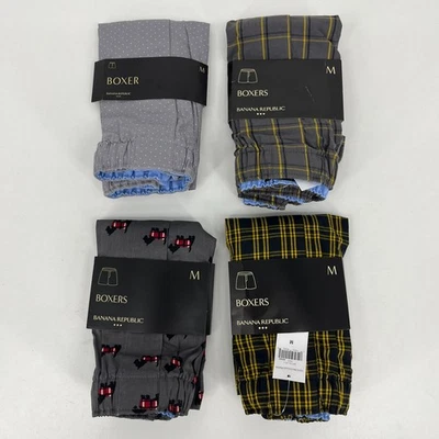 批量 4 件 Banana Republic 拳击手 男式 M 码 灰色 黄色 100% 棉 全新 全新带标签 — 第 1/4 张图片