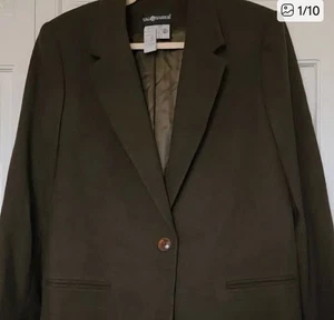 Blazer Sag Harbor Old Money Verde Oliva 100% Lana Marca de Lana Trabajo Forrado Chaqueta 14 - Imagen 1 de 7