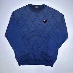 $295 New MONTECHIARO Men's Size Large L Blue Knit L/S Crewneck Sweater - Picture 1 of 6