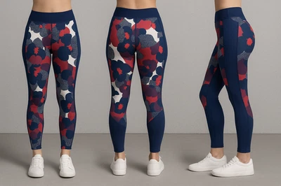 Tommy Hilfiger Sport Leggings Womens Small Red White Blue Floral - Image 1 of 4