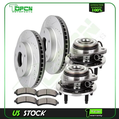 Front Brake Rotors & Wheel Hub Ceramic Pads Drilled For 1998-2004 GMC Sonoma - Image 1 of 4