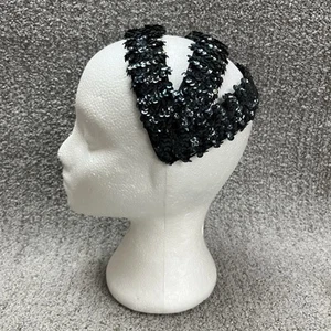 VTG 1950s Sequin Fascinator Headband Hat Blackish Gray Mid Century Retro Glamour - Picture 1 of 24
