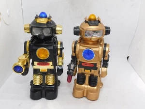 Botoy Forcebot Vintage 1985 8" robot 3366 Black & GOLD Robot LOT SET 2 - Picture 1 of 12