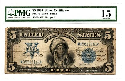Fr. 279 1899 Silver Certificate Note Elliott / Burke PMG Choice Fine 15 - Image 1 of 2
