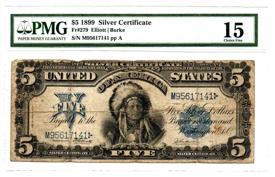 Fr. 279 1899 Silver Certificate Note Elliott / Burke PMG Choice Fine 15 - Image 1 of 2
