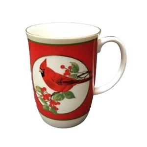 Taza de café de té Otagiri Red Cardinal blanca roja dorada pájaro Japón vintage - Imagen 1 de 6