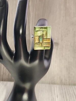 Jay King Sterling. 925 Green Stone Ring Size 6 - Image 1 of 3