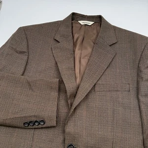 Pronto Uomo 100% Wool Sport Coat Suit Jacket Size 42 Regular Lined Brown Tweed - Picture 1 of 15