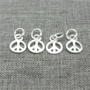 15pcs of 925 Sterling Silver Peace Sign Symbol Charms for Bracelet Necklace - Picture 1 of 4