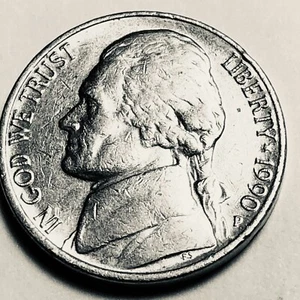 1990 P Jefferson nickel circulated folder filler FREE SHIPPING - Picture 1 of 2