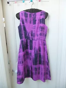 LK Bennett Denham Dress, 100% Silk, Purple/Black, Size UK 10 – BNWT - Picture 1 of 2