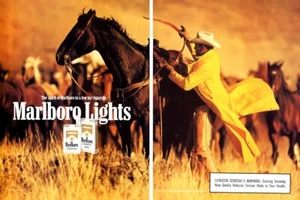 1992 Marlboro Man caballos vaqueros cigarrillo 2 páginas anuncio de revista - Imagen 1 de 1