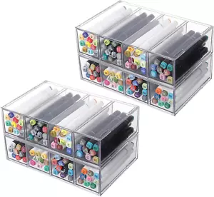 4 Pack Clear Pen Organizer for Desk, Plastic Home Office Supplies Storage Box wi - Picture 1 of 12