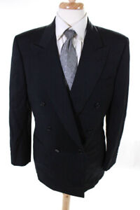 Canali Mens Double Breasted Blazer Black Wool Size IT 50 Regular