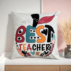 Funda de cojín personalizada Best Teacher Ever bordada regalo para el hogar - 45 x 45 cm - Imagen 1 de 5